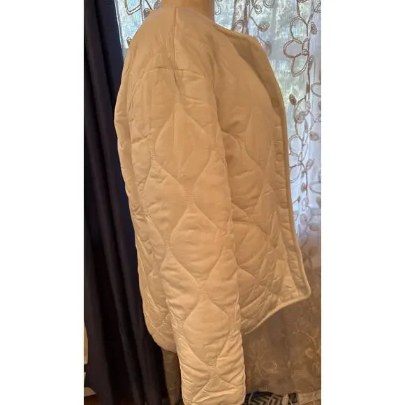 Haven Well Within Talbots White/ Ivory Reversible Sherpa Quilted Jacket Size L - Picture 2 of 9